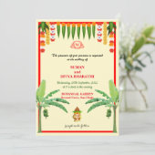 ガラシンプルンドインディアンのカー結婚ド付き 招待状 (スタンド正面)