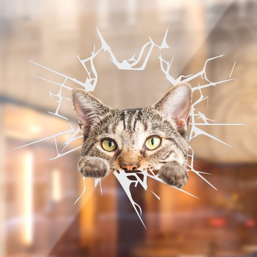 ガラスおもしろいの割れた猫のかわいい車 ウィンドウサイン (シート2)