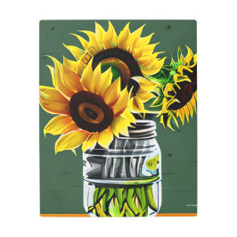 ガラスかわいらし花瓶のひまわり メタルプリント