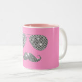 ガラスが付いているおもしろいなダイヤモンドの髭 ツートーンマグカップ (正面右)