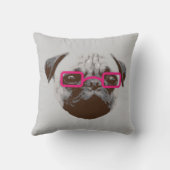 ガラスが付いているかわいいヒップスターのパグ クッション (裏面)