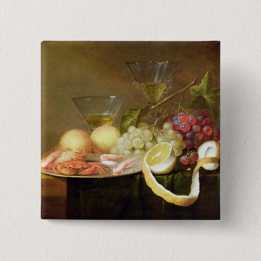 ガラスが付いている静物画 缶バッジ (正面)