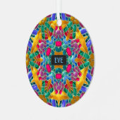 ガラスきらめくタイル – クリスマス万華鏡のように千変万化するパターン メタルオーナメント (正面左)