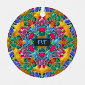 ガラスきらめくタイル – クリスマス万華鏡のように千変万化するパターン メタルオーナメント (正面)