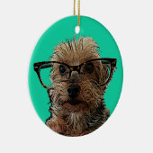 ガラスとのヨークシャーテリア セラミックオーナメント (右)
