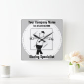 ガラスとガラスの漫画 スクエア壁時計 (ホーム)