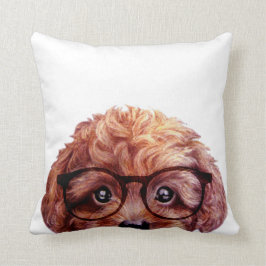 ガラスと赤茶色トイプードル クッション
