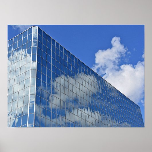 ガラスにおける雲反射超高層ビル ポスター (正面)