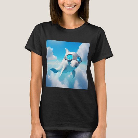 ガラスのある白いイルカ Tシャツ (正面)