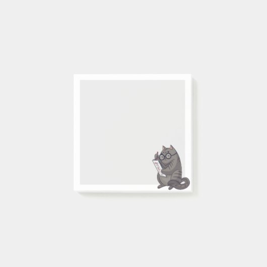 ガラスのかわいい働く猫 ポストイット (正面)