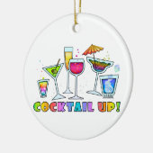 ガラスのぶら下がったなオーナメントの上のカクテル セラミックオーナメント (左)