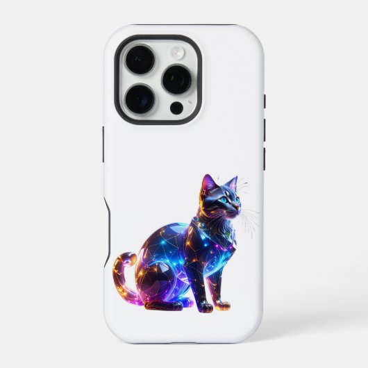 ガラスのようなカラフルな猫 iPhoneケース (裏面)