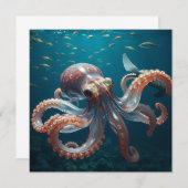 ガラスのようなタコが深い海に ノートカード (正面/裏面)