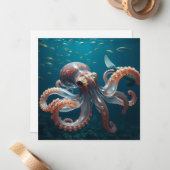 ガラスのようなタコが深い海に ノートカード (正面/裏面インサイチュ)