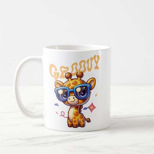 ガラスのような犬のかわいいキャラクターアート コーヒーマグカップ (左)