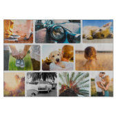 ガラスのカッティングボードあなたの10フォトコラージホワイト カッティングボード (正面)