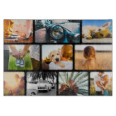 ガラスのカッティングボードあなたの10フォトコラージーブブラック カッティングボード (正面)