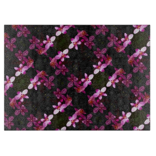 ガラスのキッチンカットボード – 紫の蘭 カッティングボード (正面)