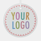 ガラスのクリスマスの飾り付カスタムき会社のロゴ ガラスオーナメント (正面)