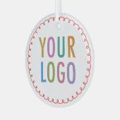 ガラスのクリスマスの飾り付カスタムき会社のロゴ ガラスオーナメント (正面左)