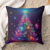 ガラスのクリスマスツリーとホリデーバルブ クッション (ブランケット)