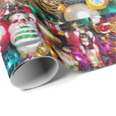 ガラスのクリスマスツリーの飾り付けカラフルギフト ラッピングペーパー (ロールコーナー)