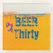 ガラスのコースターはビール30と言う ガラスコースター (正面)
