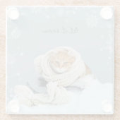 ガラスのコースター冬の猫が雪を降らせる ガラスコースター (裏面)