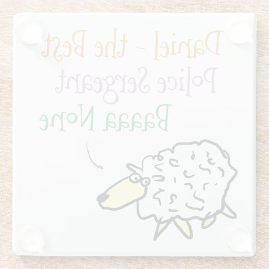 ガラスのコースター巡査部長のための羊のデザイン ガラスコースター (裏面)