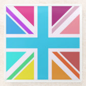 ガラスのコースター数々の – 色のユニオンジャック国旗 ガラスコースター (正面)