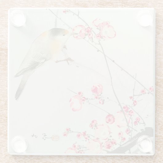 ガラスのコースター日本の：ウッドブロック：大原小村 ガラスコースター (裏面)