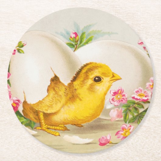 ガラスのコースター – イースターをテーマにした ラウンドペーパーコースター (正面)