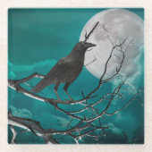 ガラスのコースター、グリーンの渡り鳥 ガラスコースター (正面)