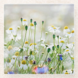 ガラスのコースター – コーンフラワーとペイシー ガラスコースター