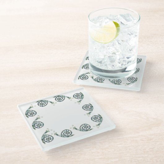 ガラスのコースター – ワイヤアートカタツムリのトレイル ガラスコースター (アングル)