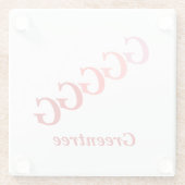 ガラスのコースター – 名前とステップレター（赤） ガラスコースター (裏面)