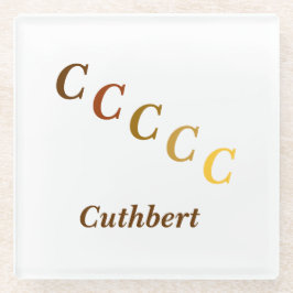 ガラスのコースター – 名前と階段文字（茶色） ガラスコースター