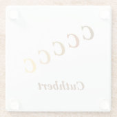 ガラスのコースター – 名前と階段文字(茶色) ガラスコースター (裏面)