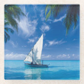 ガラスのコースター – 熱帯水のシーン ガラスコースター (正面)