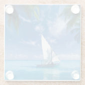 ガラスのコースター – 熱帯水のシーン ガラスコースター (裏面)