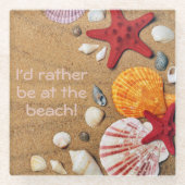 ガラスのコースター – 私はむしろビーチ – ゴールデン ガラスコースター (正面)