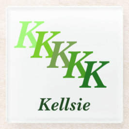 ガラスのコースター – 緑の名前とイニシャル ガラスコースター
