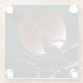 ガラスのコースター、赤と黒のカラス ガラスコースター (裏面)