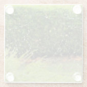 ガラスのコースター – 雨滴付きスパイダーウェブ ガラスコースター (裏面)