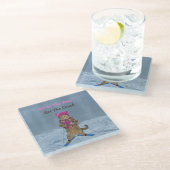 ガラスのコースター、Gnar Ski Catをshred ガラスコースター (アングル)