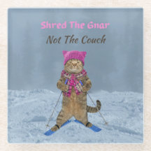 ガラスのコースター、Gnar Ski Catをshred