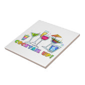 ガラスのタイル-コースター-の上のカクテルTRIVET タイル (側面)