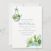 ガラスのテラリウム多肉性ブライダルシャワーの招待状 招待状 (正面)