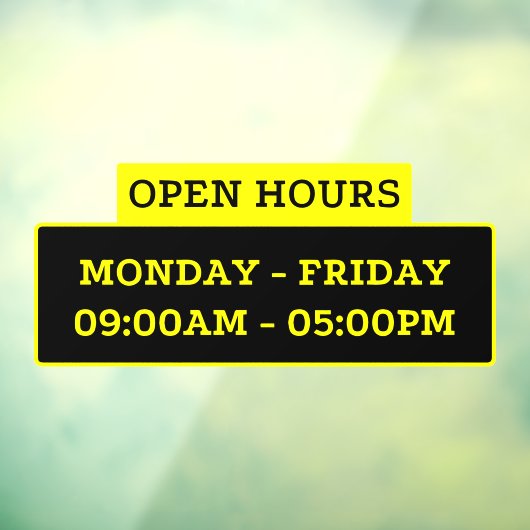 ガラスのドアの開館時間のサイン ウィンドウサイン (シート3)