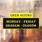 ガラスのドアの開館時間のサイン ウィンドウサイン (シート2)